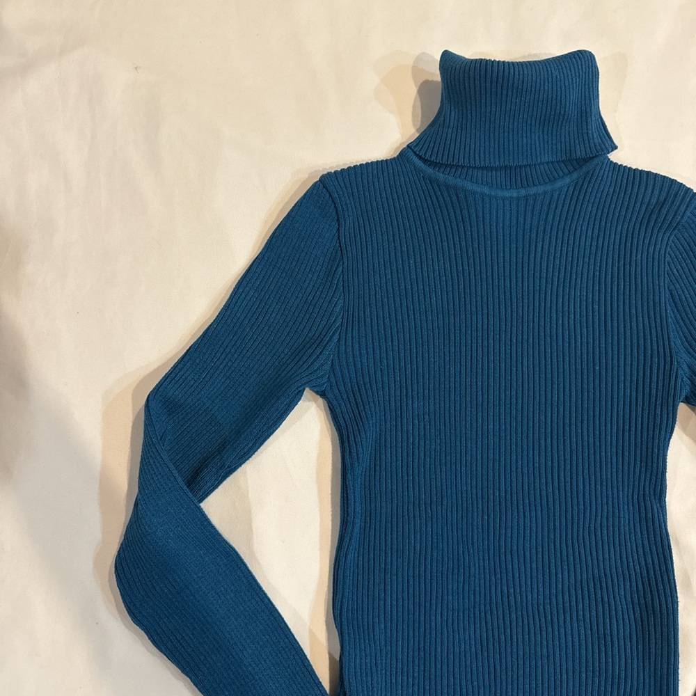 Women's Teal Blue Turtleneck Sweater